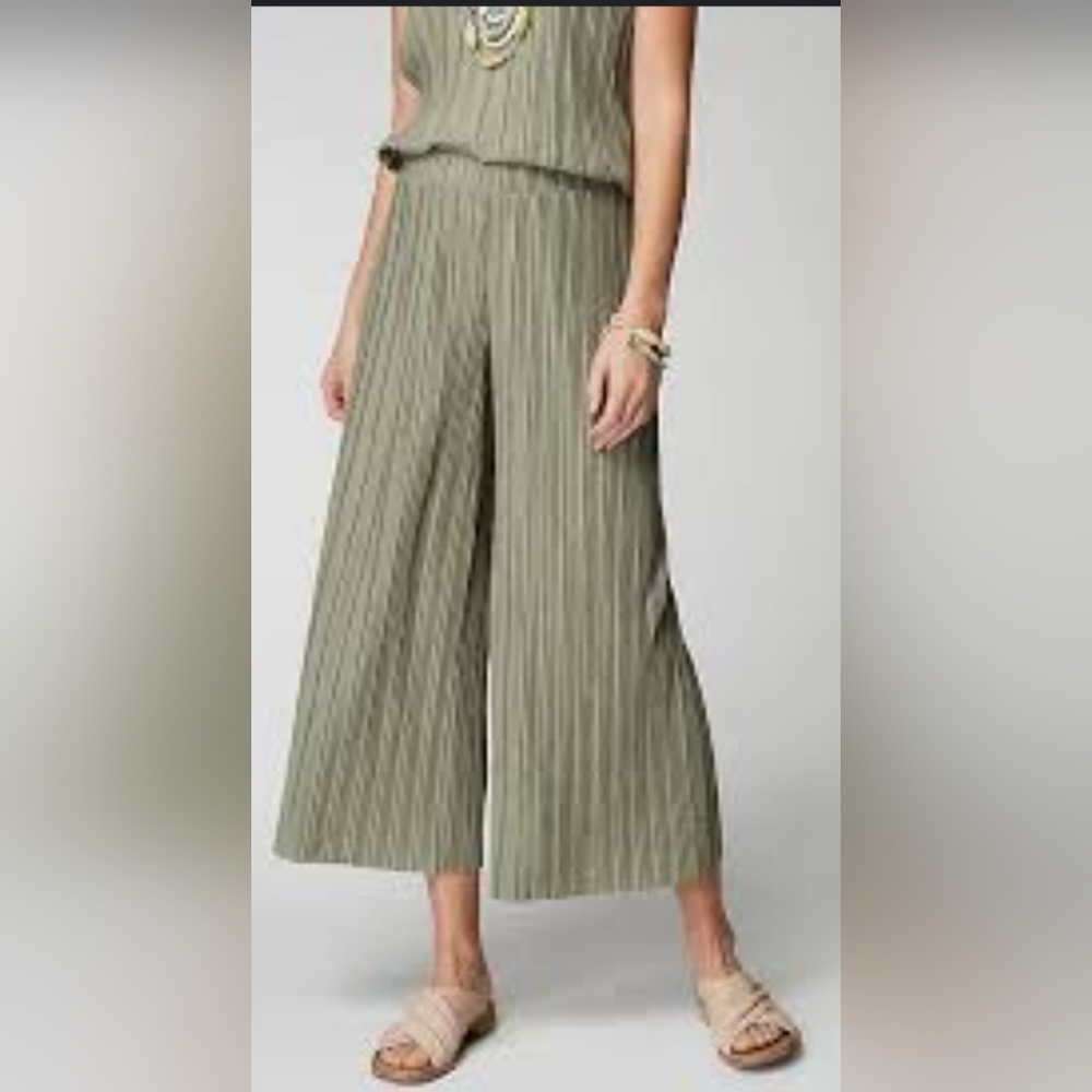 PURE JILL | Pleated Wide Leg Pants | Sage Green/Gray | Medium - Picture 4 of 8